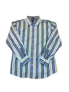 GAP Men's Large Blue Striped Button-Down Shirt